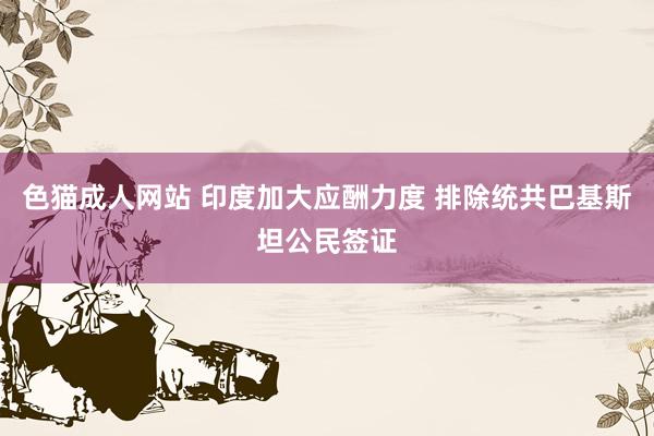 色猫成人网站 印度加大应酬力度 排除统共巴基斯坦公民签证