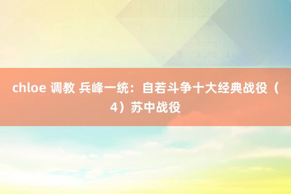 chloe 调教 兵峰一统：自若斗争十大经典战役（4）苏中战役